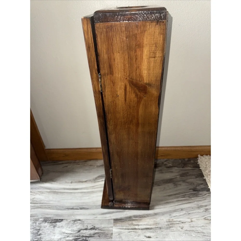 Vintage Farmhouse Cottage Wood Toilet Paper Cabinet Tissue Holder Curtain Front